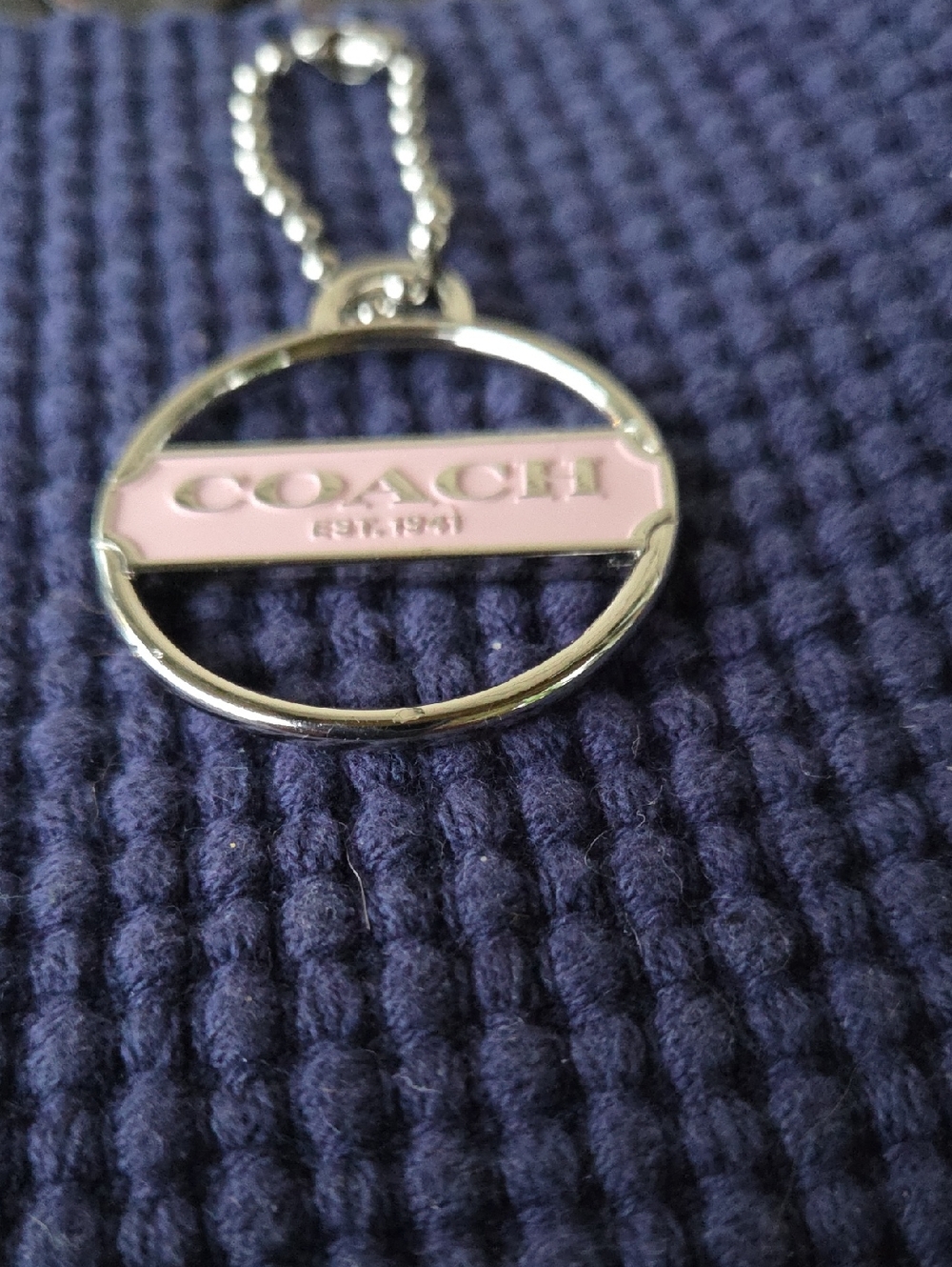 Coach Light Pink Enamel Medallion Logo Bag Charm - Picture 2 of 3